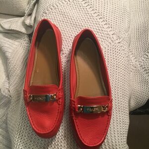 Coach Vibrant Red Leather Loafers